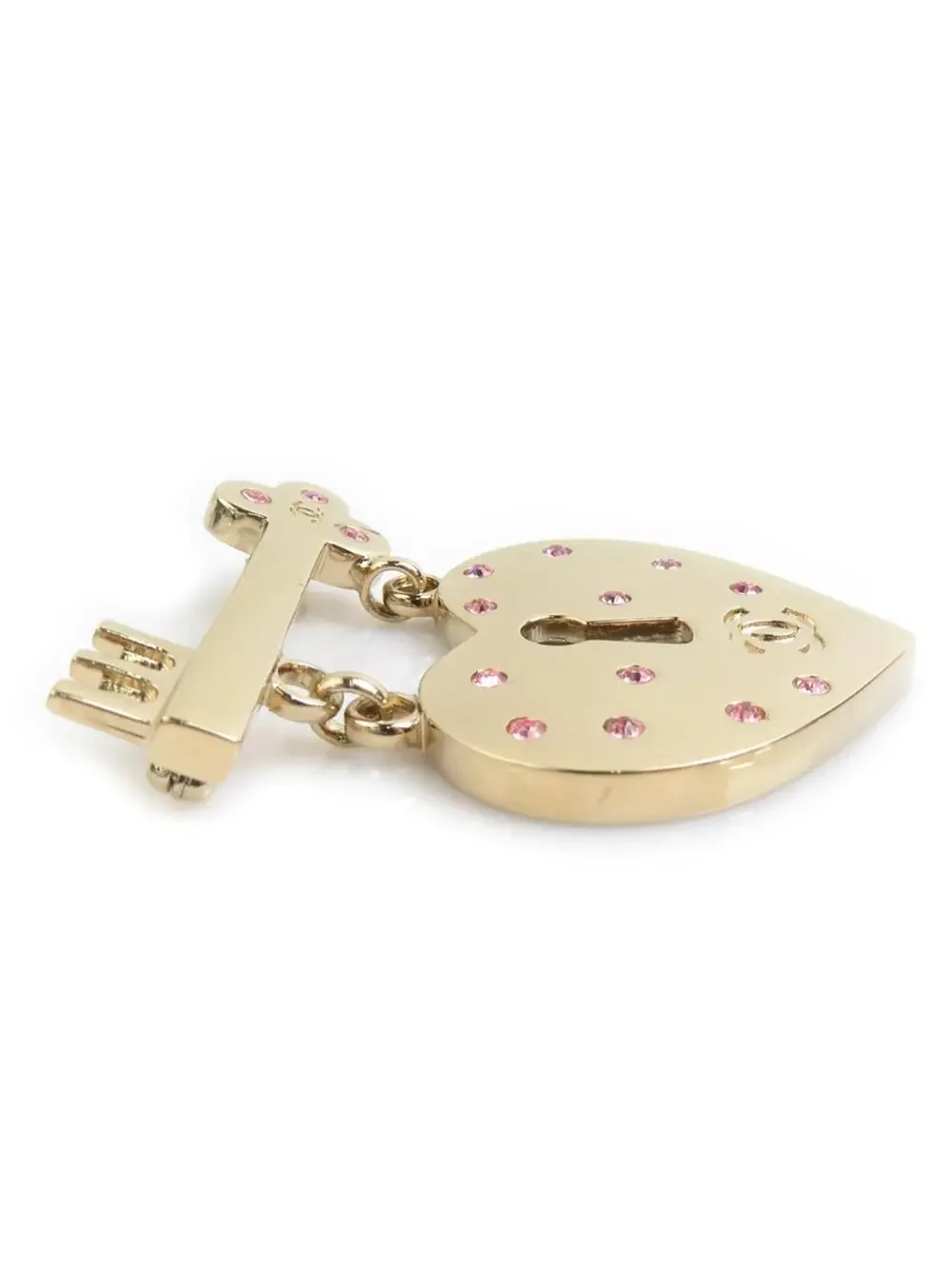 Chanel Heart Lock And Key Brooch Metal #250199C65B